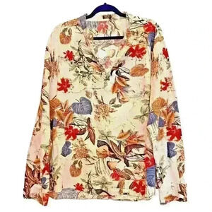 Coofandy Sz XXL Cotton Hemp Blend Tropical Print Shirt Vacation‎ Cruise Wear